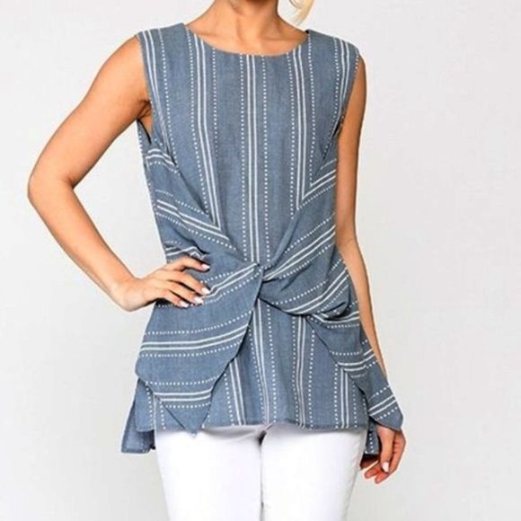 BluHeaven by Umgee Tops - New BLUHEAVEN by Umgee M blue & white striped tunic